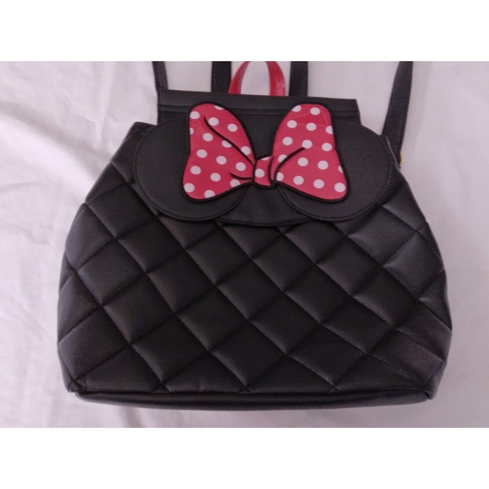 Dani by Danielle Nicole Disney Minnie Mouse Black Quilted Red Bow Backpack - Picture 2 of 9